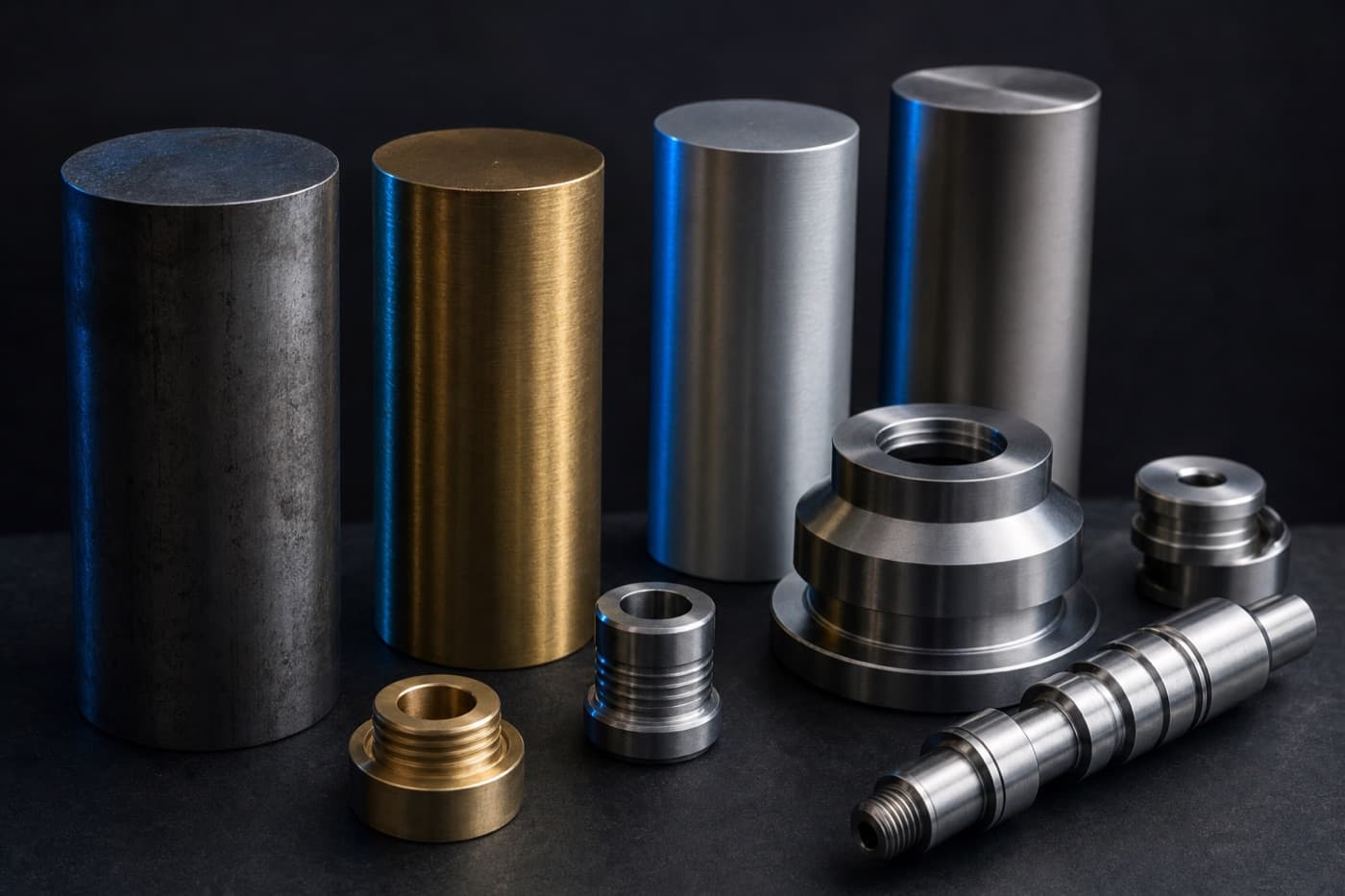 Materials for precision turned parts: steel, brass, aluminium, titanium